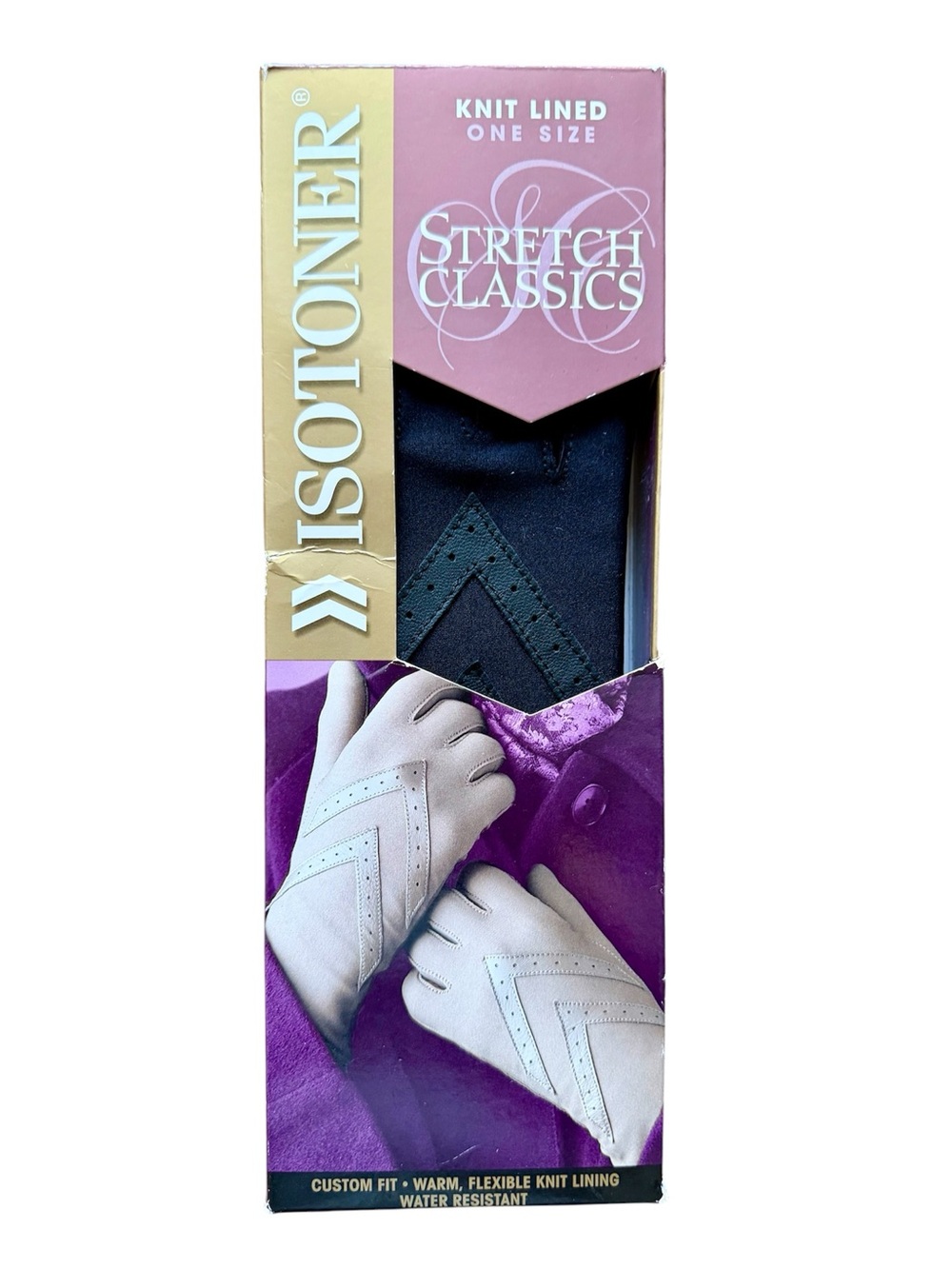 NIB Isotoner Knit-Lined Stretch Classics Gloves Black One Size A24813BLK1SZ